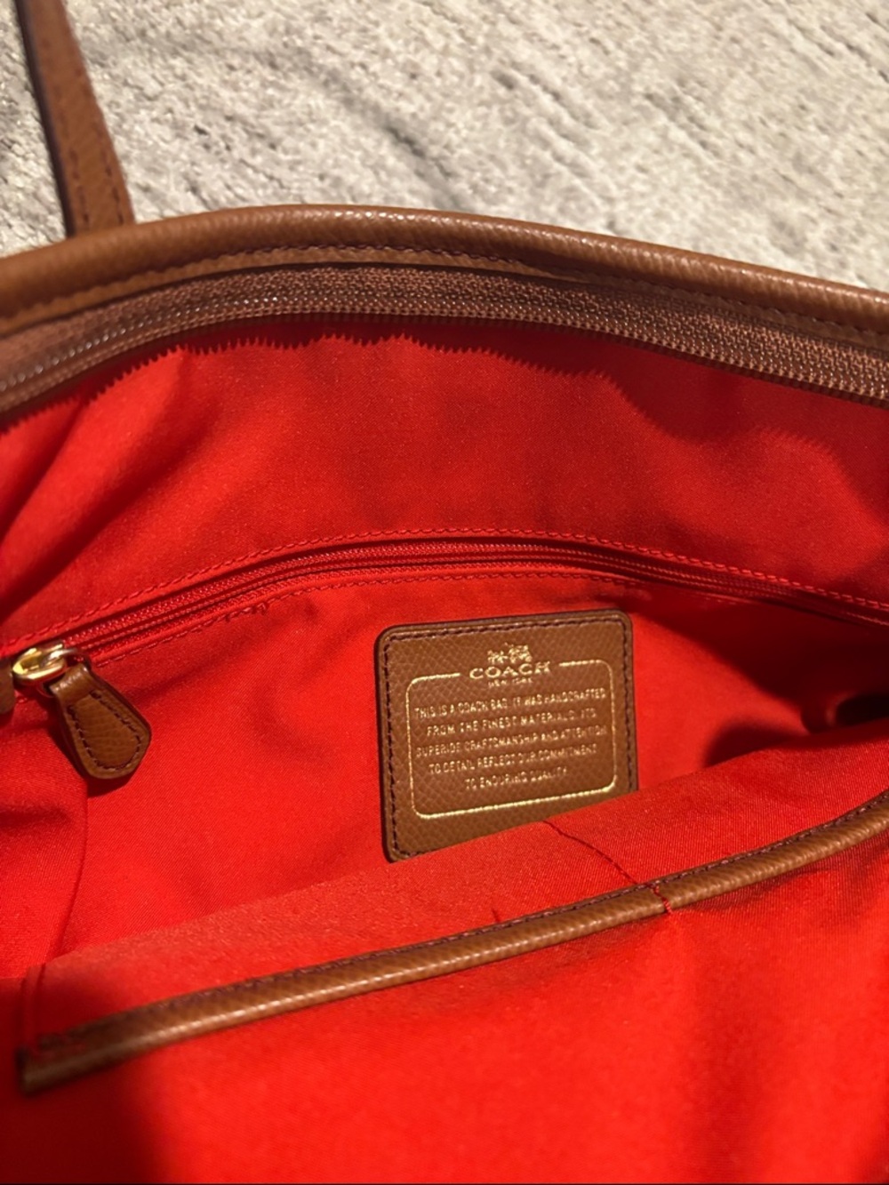 New Coach Pink Tote with Tan Leather Trim and Gold Hardware - Picture 10 of 11